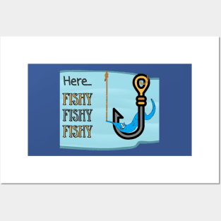 FISHING WORM ON A HOOK | Here Fishy Fishy Fishy | Funny Quote Posters and Art